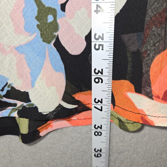 Roz & Ali Womens Medium Maxi Skirt Floral Flowy Black Colorful Garden Party Chic - Picture 5 of 9